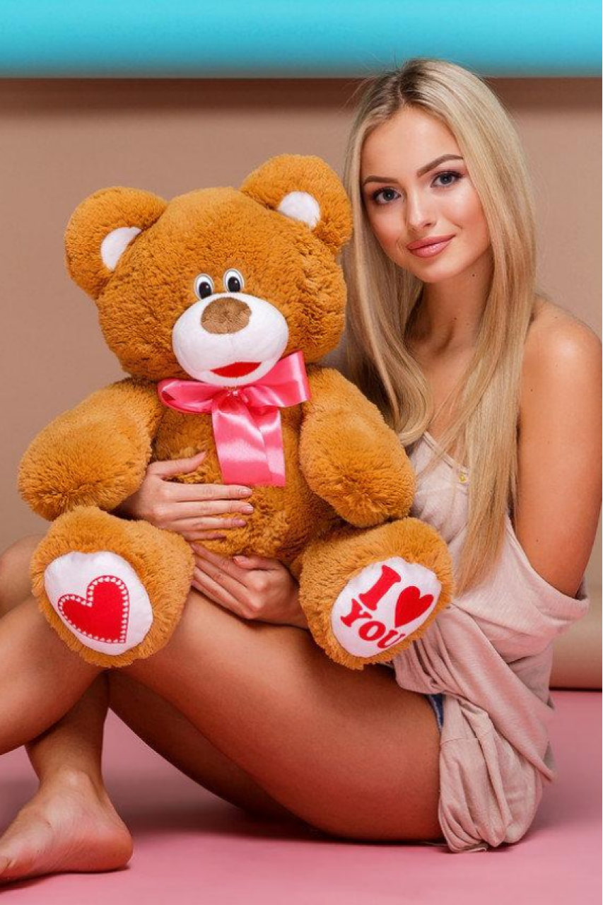 Плюшевый мишка Сеня 75 см карамель