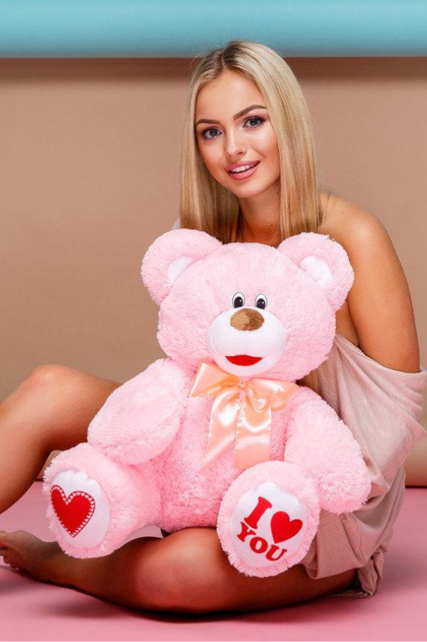 Плюшевый мишка Сеня 85 см розовый
