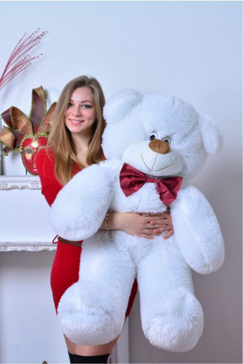 Плюшевий м'який ведмедик Ден 130 см, Білий